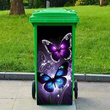 1 buah Stiker Tempat Sampah Kupu-kupu Ungu dan Biru Mengkilap - Perekat PVC, Tahan Air dan Dapat Dilepas, Cocok untuk Hiasan Dinding dan Dekorasi Ajaib - A - View 5
