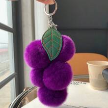 1pc Fluffy Grape Fashion Keychain, Suitable For Keys And Phones. Perfect For Daily Commute And Dates, Ideal Gift For Valentine's Day, Car Decoration, Women, Teachers And Back To School Season. - Multicolor - View 2