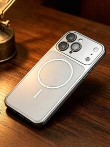 奢華玻璃鏡頭保護磁吸無線充電手機殼，適用於 iPhone 17 Pro Max 17 Pro 17 16 Pro Max 16 Pro 16 15 Pro Max 15 Pro Max 15 Pro 15 14 Pro Max 14 Pro 14 13 Pro Max 13 Pro 13 PC 硬殼背蓋 - 銀色 - 查看 2