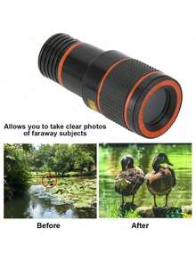 1pc Universal 20X/12X/8X Telephoto Lens Attachment, Clip-On Telephoto Lens For Single Camera Lens, Zoom Lens With Phone Clip For Photography And Video Recording (Not Compatible With Dual And Triple Camera Configurations) - Multicolor - View 8