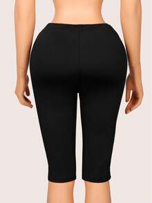 Pantalones de otoño para mujer negros ajustados capris Y2K para atuendos casuales diarios, salidas, atuendos de club, streetwear para mujer verano - Negro - Ver 4