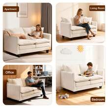 Loveseat Sofa Cloud Sofa Couch 50'', Modern Loveseats 2 Seat Couch 27" Deep Seat With 2 Pillows For Small Spaces Apartment Studio Office Bedroom Living Room 8834-BLACK-1 - 米色 - 查看 9