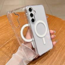 時尚手機殼，兼容 Galaxy A56 A36 A16 A26 A17 A07 A57 A37 A06 A05 A15 A25 A35 A55 A54 A14 A27 S26 Ultra S25 FE S25Ultra S24 S23 S22，亦兼容 S23 / S23 FE / S24 FE / S25 / M54 M14 M34 M15 M35 M55 M56，透明壓克力超薄防摔保護殼，手機配件，夏季無線充電防摔保護套 - 白色 - 查看 3