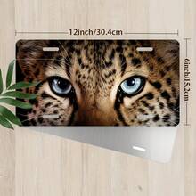 2D Flat, 1 PC, Car P1, For Decorative Purposes Only, Anti-Rust Aluminum License Plate Frame, With Leopard-Eye - Personalized Humorous Decoration, Suitable For Both Men And Women, Polished Surface, Unique Gift Idea, License Plate Frame |   Leopard Eye Design |   Durable Metal Frame - A - 查看 3