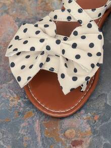 2026 Nuovo Stile: Sandali Piatte Vintage Taglie Forti Con Grande Fiocco; Disponibili In Nero, Bianco E Beige, Caratterizzati Da Un Dolce Design Di Cinghie Incrociate Con Tacco Aperto; Alla Moda E Versatili, Comodi Da Indossare, Adatti Per Vacanze, Pendolarismo Quotidiano, Appuntamenti E Altro - Beige - Visualizzare 5