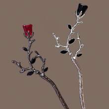 1/2pcs French U-Shaped Hair Sticks Vintage Hair Forks Shiny Hair Bun Pins Decorative Twisted Hair Sticks Chinese Style Hair Accessories Rose Hair Sticks,Pins For Hair - Multicolor - View 5
