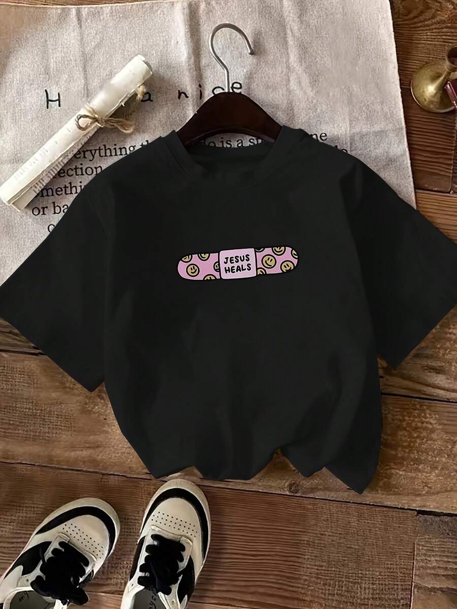 Minimalist. 100% Cotton. 1 Piece. Popular Women's Short-Sleeved Summer T-Shirt With A Print. Spring/Summer Top. - Black - View 1
