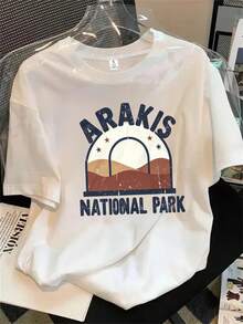 Camiseta de manga corta con cuello redondo para mujer, diseño con el logo del parque nacional, estampado del logo, apta para todas las estaciones. - Blanco - Ver 1