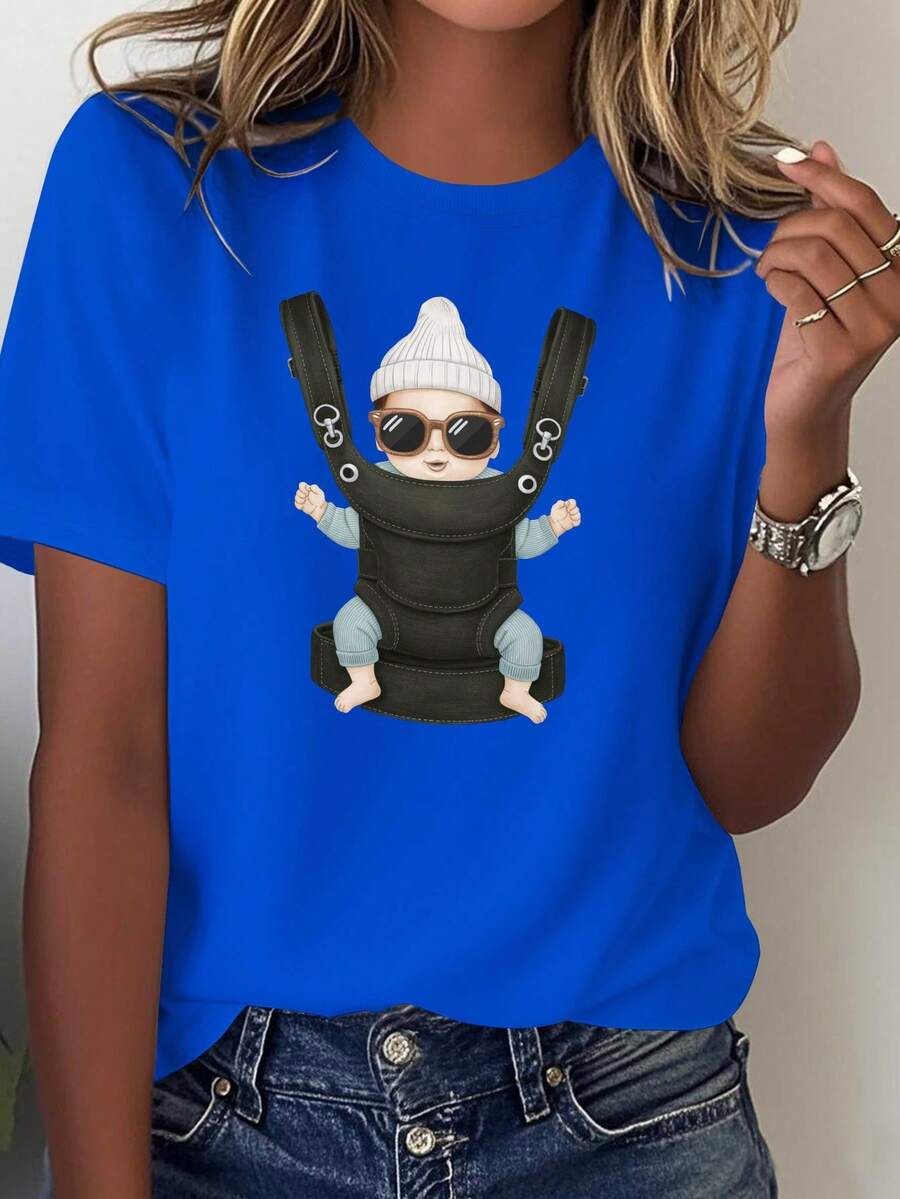 Comfortable And Stylish T-Shirt For Women. - 藍色 - 查看 1