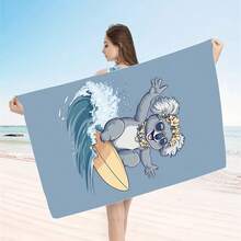 [1件鯊魚印花海灘巾]，長方形聚酯纖維浴巾，針織輕便旅行運動巾，可機洗，柔軟舒適吸水廚房用 - B - 查看 14