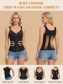 ZGQNBelle Women's Waist Trainer Corset - Tummy Control Faja  Body Shaper With Steel Boned & Adjustable Straps - Plus Size Friendly Faja Moldeadora Abdomen - màu đen - Xem 7