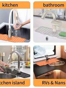 Silicone Faucet Drip Tray, Thickened Foldable Splash Guard For Kitchen Sink And Bathroom Vanity, Waterproof Leak-Proof Sink Drain Mat, Super Soft - Draining Mat - View 6