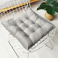 Reinforced Seat Cushion With Straps For Office Chairs, Square Cushion For Students, Corduroy Striped Cushion In Color For Bay Windows, Seat And Back Cushion. - 條紋藍色 - 查看 6