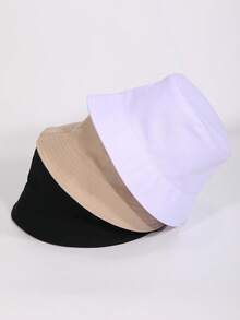 2pcs Spring & Summer Korean Style Letter Embroidered Wide Brim Bucket Hats, Reversible Outdoor Sports Travel Beach Sun Protection Hats For Men & Women - Multicolor - View 5