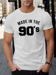 Camiseta casual para hombre de los años 90 - Fibra de poliéster suave, patrón geométrico, cuello redondo, lavable aáquina - Adecuada para todas las estaciones. - Blanco - Ver 1