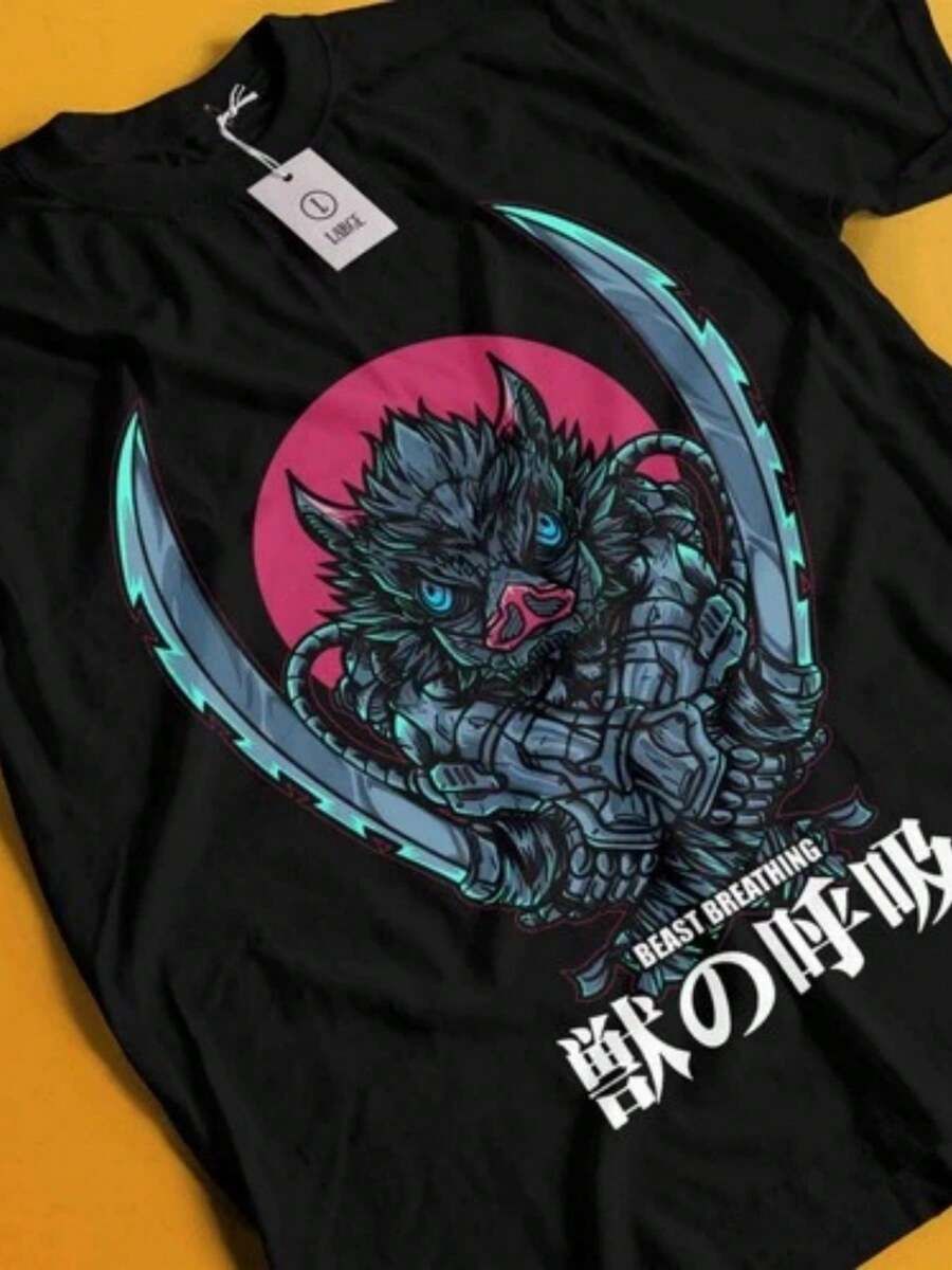 Versatile And Universally Flattering, This Shirt Creates An Exquisite Atmosphere.Shirt  Tshirt  T-Shirt Muzan Doma Tee   (2)-3 Looks Amazing When Worn!! - 黑色 - 查看 1