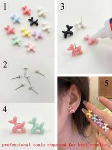 20/30/50pcs Colorful Mini Mixed Cartoon Dog Charm Resin Decorations - For DIY Nail Art, Scrapbooking And Jewelry Crafts, Odorless, Cartoon Animal Flatback - Color Mixing - View 6