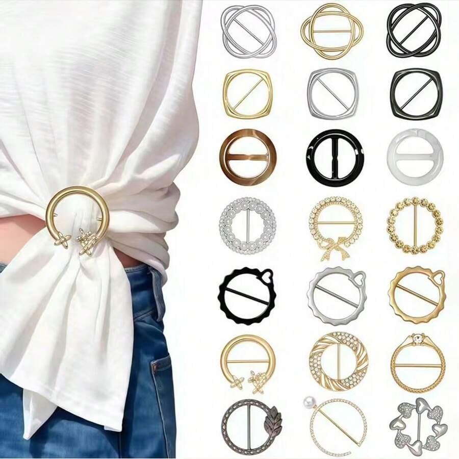 21 piezas de clips metálicos multiusos, sujetadores de camisetas y anillos para bufandas