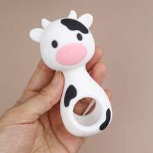 1pc Cow Silicone Rattle Toy, Maraca Shaker Toy, Christmas Halloween Thanksgiving Gift - Multicolor - View 5