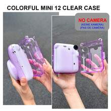 Funda transparente Instant Mini 12 para cámara de película instantánea Fujifilm Mini 12, funda protectora de cámara con bolsillo trasero mejorado para guardar 10 películas y correa ajustable (sin cámara) - Ver 3
