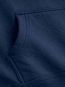 Plain Kangaroo Hoodie For Men And Women, Cotton Lined Sweatshirt, Warm Jacket With Pocket And Hood, Winter/Cold Season - Màu xanh lam - Xem 3