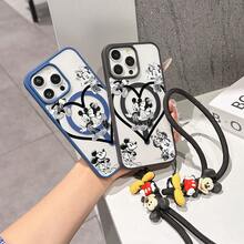 This Disney Mickey Mouse Pattern Lanyard Phone Case Features A Strong Magnetic Closure And Full Coverage Of Acrylic And TPU Material. It's Shockproof, Lightweight, And Suitable For IPhone17/16/11/13/15/15 Plus/15 Pro/15 Pro Max/12/14 Pro Max/11 Pro Max/12 Pro/12 Pro Max/13. It's A Popular Birthday Gift, Business Gift, Durable, Stain-Resistant, And Fingerprint-Resistant New Phone Case For Men And Women. It Also Includes A Mickey Mouse Phone Case And Mickey Mouse Doll Bracelet. Compatible With SamsungGalaxy S20, S21, S22, S23, And S24 Series. It's The Perfect Gift For Friends And Family. This Stylish Phone Case Is Fun, Lightweight, And Durable. IPhone17 Pro Max Phone Case, Minnie Phone Case. - Black - View 9