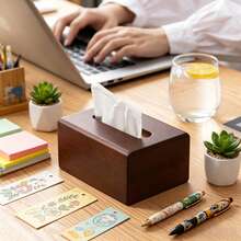 1pc High-End Wooden Tissue Box, Vintage Style Tissue Box, Bottom Opening Design, Pure Natural Wooden Tissue Storage, Desktop Tissue Storage Rack, Suitable For Living Room, Office Desktop, Perfect Housewarming Gift, Holiday Gift - Multicolor - View 6