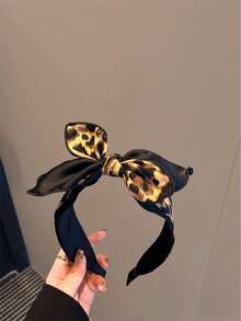 1pc Leopard Print Bow Headband, Suitable For Outings With Family And Friends In Autumn/Winter Hairband - Multicolor - View 3