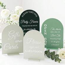 7547-4 Pcs Acrylic Wedding Signs For Reception And Ceremony, Wedding Signage Decor With Stand, 5x7 Inch Memory Favors Guest Book Sign Cards And Gifts Sign For Marriage Anniversary Ceremony - Green - View 8