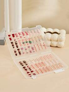 1 pieza/2 piezas Caja de almacenamiento de arte de uñas a prueba de polvo de gran capacidad, tablero de exhibición de uñas portátil, caja de almacenamiento de maquillaje de plástico transparente, suministros de uñas con 1 rollo de cinta adhesiva, accesorios de belleza, herramientas de salón de uñas, decoración de habitación - transparente - Ver 7