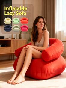 1pc Portable Inflatable Outdoor Lounge Chair, Soft Comfortable U-Shaped Bean Bag Chair, Breathable PVC Material, Ergonomic Design, Modern Seat, Lightweight Structure, Compact Cushion, Foldable Inflatable Outdoor Lounge Chair/Sofa, Suitable For Living Room, Balcony, Camping, Picnic, Outdoor Seating, Camping Chair - Multiple Styles - View 3