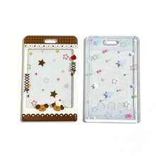 Cute Animal Transparent Card Holder, Embossed Photocard Sleeve With Keychain - 紫色綁帶蝴蝶+2.7皮條白鑰匙圈 - 查看 5