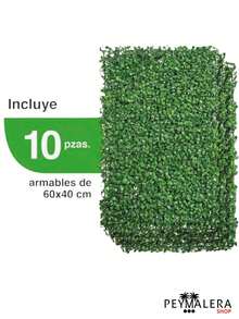Follaje artificial 40x60 cms (10 piezas), Muro Cesped Naturaleza Artificial, Decoracion Pared, Jardin y Hogar, set perfecto para decorar fiestas, eventos y rincones verdes en navidad, fondo para luces Christmas, fotos y ambientes acogedores - 10 piezas - Ver 1