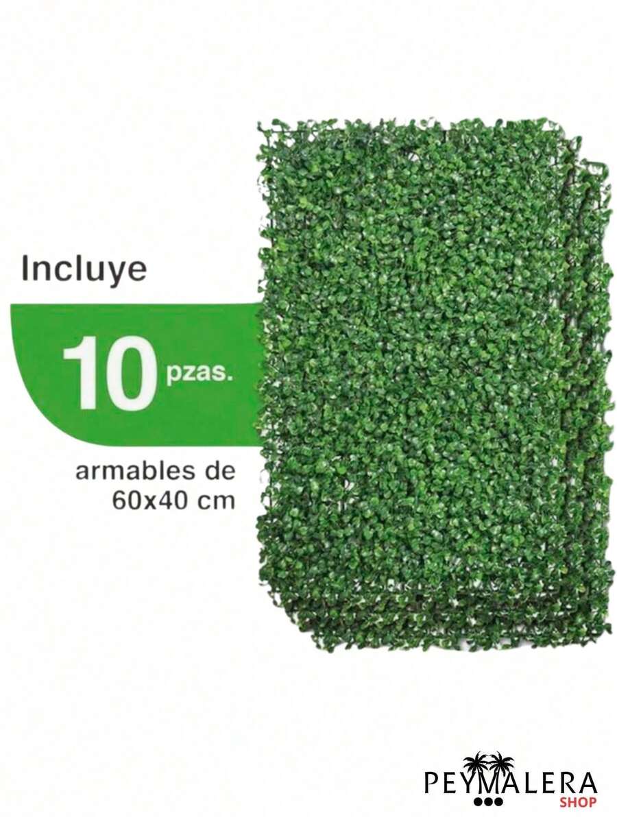 Follaje artificial 40x60 cms (10 piezas), Muro Cesped Naturaleza Artificial, Decoracion Pared, Jardin y Hogar, set perfecto para decorar fiestas, eventos y rincones verdes en navidad, fondo para luces Christmas, fotos y ambientes acogedores - 10 piezas - Ver 1