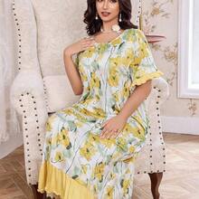 guangzhougaolangshangmao CottageSlumber Camisón largo holgado con estampado de bloque de color floral, talla grande - Multicolor - Ver 5