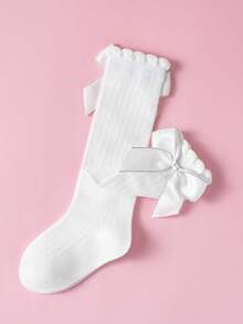 1 Pair Girls' Sweet Princess Style Bow Mid-Calf Socks, Style, Suitable For Daily Wear - Multicolor - View 3
