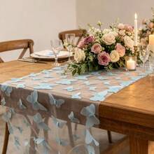 1pc Rainbow Butterfly Pattern Table Runner, Delicate And Soft Texture, Perfect For Romantic Dinner, Wedding, Birthday Party And Shower Party Decoration, A Subtle Aesthetic As Wedding Table Decor - Black - View 3
