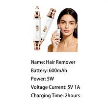 Conduroma 2-In-1 Facial Hair Remover & Eyebrow Trimmer For Women – Dual Heads Dual Functions No Head Swapping Needed – Painless Face Hair Shaver For Lip Chin Cheek Forehead – 360° Ring LED Light USB-C Rechargeable. - Multicolor - View 4