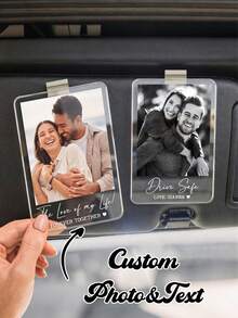 Clip personalizado para parasol de coche con foto de pareja, di "Te amo" mientras conduces, clip de parasol de coche personalizado con foto y texto – Foto y texto personalizados, adecuado como regalo del Día del Padre, regalo de cumpleaños o decoración de coche, un recuerdo preciado para que los hijos se lo den a su padre; también se puede usar como accesorio de boda – Un regalo personalizado único y emotivo. - Multicolor - Ver 4