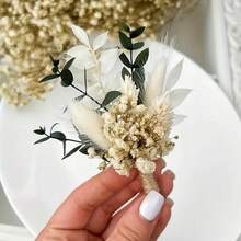 迷你人造花束 波希米亞風婚禮裝飾 男士胸花 桌上中心裝飾 蘆葦草 生日蛋糕裝飾 - Y101 - 查看 4