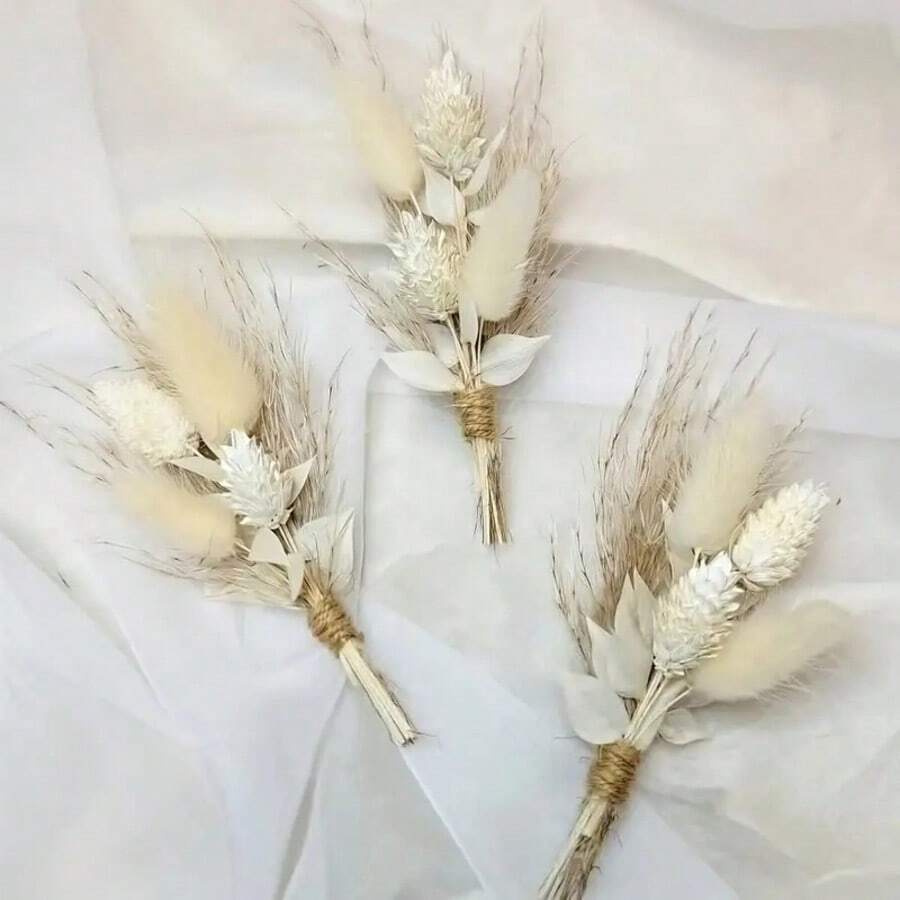 迷你人造花束 波西米亞風婚禮裝飾 男士胸花 桌上中心裝飾 蘆葦草 生日蛋糕裝飾 - 二十國集團 - 查看 1