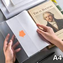 A4 Size Transparent Plastic Book Cover, Transparent Book Cover, Suitable For School, Waterproof And Wear-Resistant, For School, Office And Daily Use During The Backto-School Season, Waterproof Adjustable Transparent Protective Cover Film. - A4 - View 1