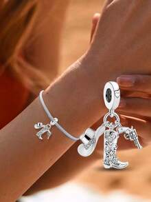 1pc Fashionable Sparkling Cowboy Style Bead Pendant Decor, Suitable For Women Bracelet DIY Jewelry - Style 7 - View 6
