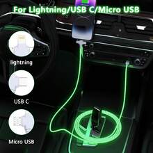 1條 USB 流光數據線，多功能 3 合 1 充電數據線，快充 LED 流光充電線，相容於 17 Pro Max/17 Pro/17/Air/16/15/14/13/12/11 系列 - 彩色 - 查看 2