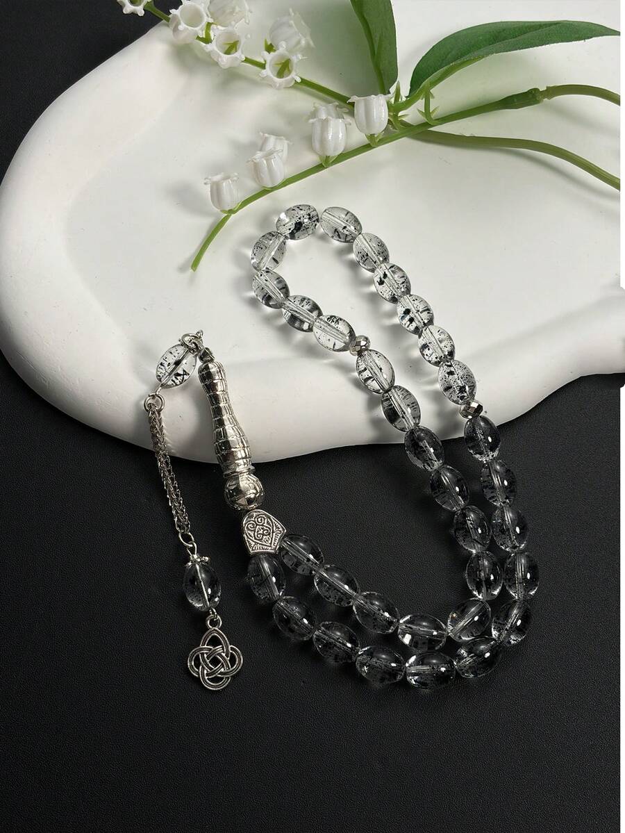 1 Stück muslimisches 33 Perlen Tintenstil künstliches Kristall Gebetsperlen Armband klassischer islamischer Tasbih tragbare Gebetsperlen - Verschiedenfarbig - Übersicht 1