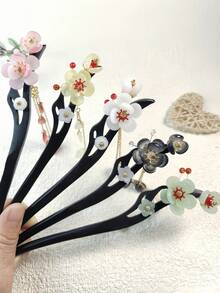 1 pièce Pince à cheveux style coréen élégante avec fleur d'hibiscus rouge/fleur hawaïenne et pompon, 8 cm de long, résistante à la décoloration, à la mode & exquise, convient pour le port quotidien des femmes & des filles, peut être utilisée comme accessoire pour cheveux ou coiffe, peigne à cheveux, peigne latéral - multicolore - Voir 9