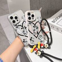 This Disney Mickey Mouse Pattern Lanyard Phone Case Features A Strong Magnetic Closure And Full Coverage Of Acrylic And TPU Material. It's Shockproof, Lightweight, And Suitable For IPhone17/16/11/13/15/15 Plus/15 Pro/15 Pro Max/12/14 Pro Max/11 Pro Max/12 Pro/12 Pro Max/13. It's A Popular Birthday Gift, Business Gift, Durable, Stain-Resistant, And Fingerprint-Resistant New Phone Case For Men And Women. It Also Includes A Mickey Mouse Phone Case And Mickey Mouse Doll Bracelet. Compatible With SamsungGalaxy S20, S21, S22, S23, And S24 Series. It's The Perfect Gift For Friends And Family. This Stylish Phone Case Is Fun, Lightweight, And Durable. IPhone17 Pro Max Phone Case, Minnie Phone Case. - Black - View 5