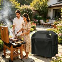 Penutup Panggangan BBQ Luar Ruangan 210D dengan Pegangan, Tali Serut, dan Kancing Jepret - Tahan Air, Tahan Angin, Tahan Sinar UV, dan Tahan Pudar - Penutup Pelindung untuk Panggangan Teras dan Taman - Tahan Debu, Tahan Hujan, Tahan Kotoran Burung, dan Tahan Karat - A - View 6
