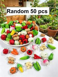 10/30/50/100pcs Realistic Resin Fruit And Vegetable Beads - Assorted Craft Kit, Includes Tomato, Cucumber, Chili Pepper, Etc., Suitable For DIY Jewelry, Home Decor Crafts - Resin Vegetable Pendant - View 18