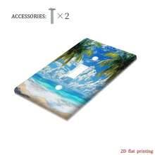 1pc Palm Tree Beach Ocean Style Switch Panel, 2D Flat Taco Design, Installation, Suitable For Single/Double Switch Sockets, Home Office Wall Decor - A - View 16
